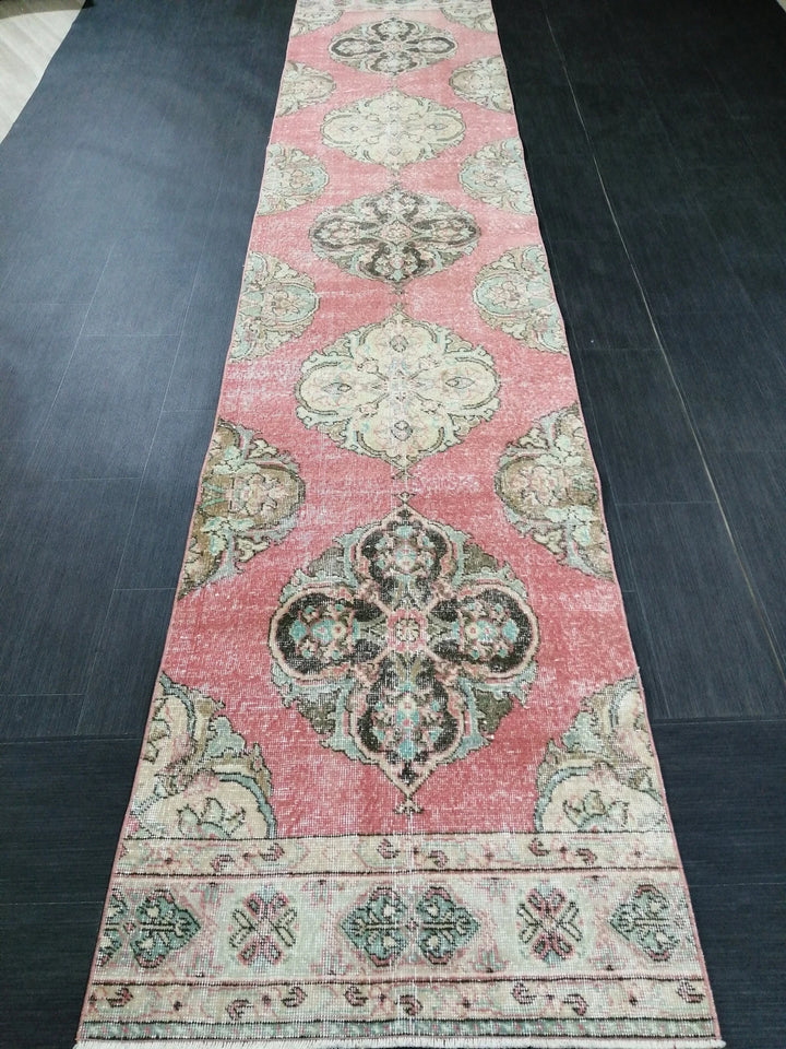 Pink Turkish Runner Rug 2' 8" x 12' 11" Hand-Knotted | No. WR55113