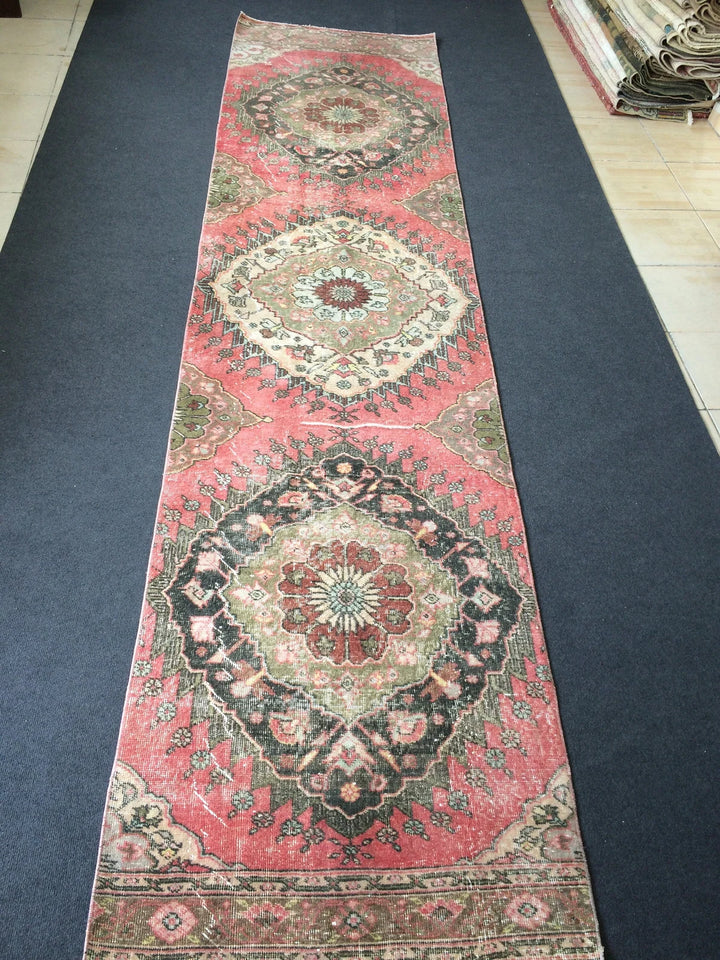 Turkish Runner Rug 3' x 12' Hand-Knotted | No. WR55255