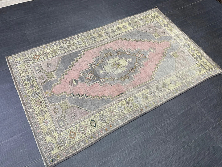 Beige Turkish Runner Rug 4' x 6' 8" Hand-Knotted | No. WR55398
