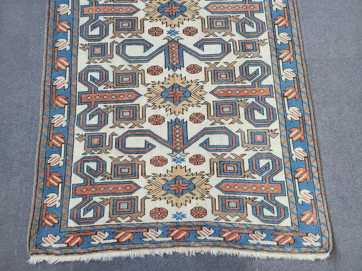 Blue Turkish Runner Rug 3' 6" x 6' 6" Hand-Knotted | No. WR55460