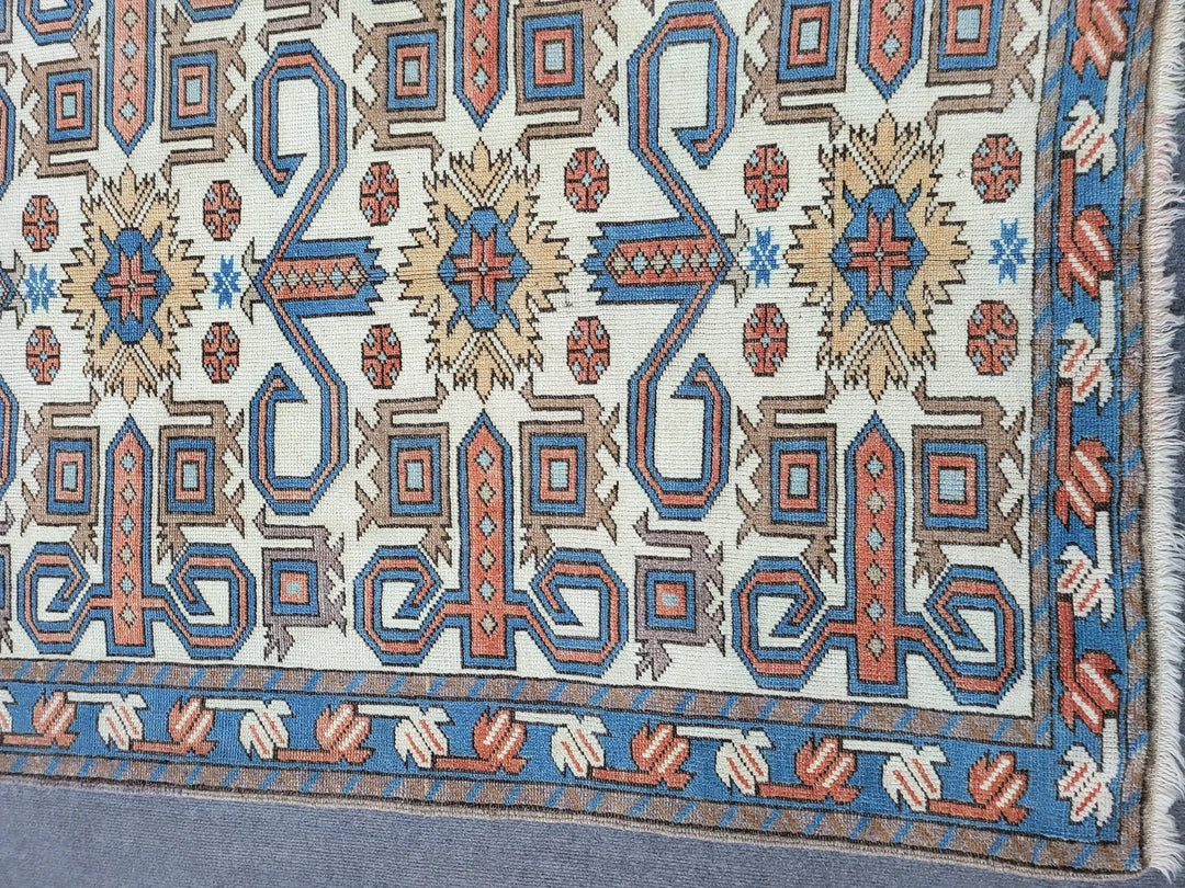 Blue Turkish Runner Rug 3' 6" x 6' 6" Hand-Knotted | No. WR55460