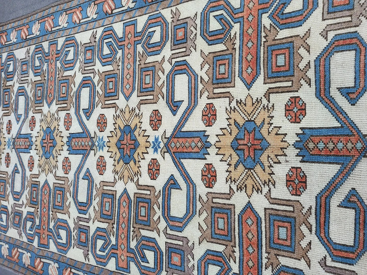 Blue Turkish Runner Rug 3' 6" x 6' 6" Hand-Knotted | No. WR55460