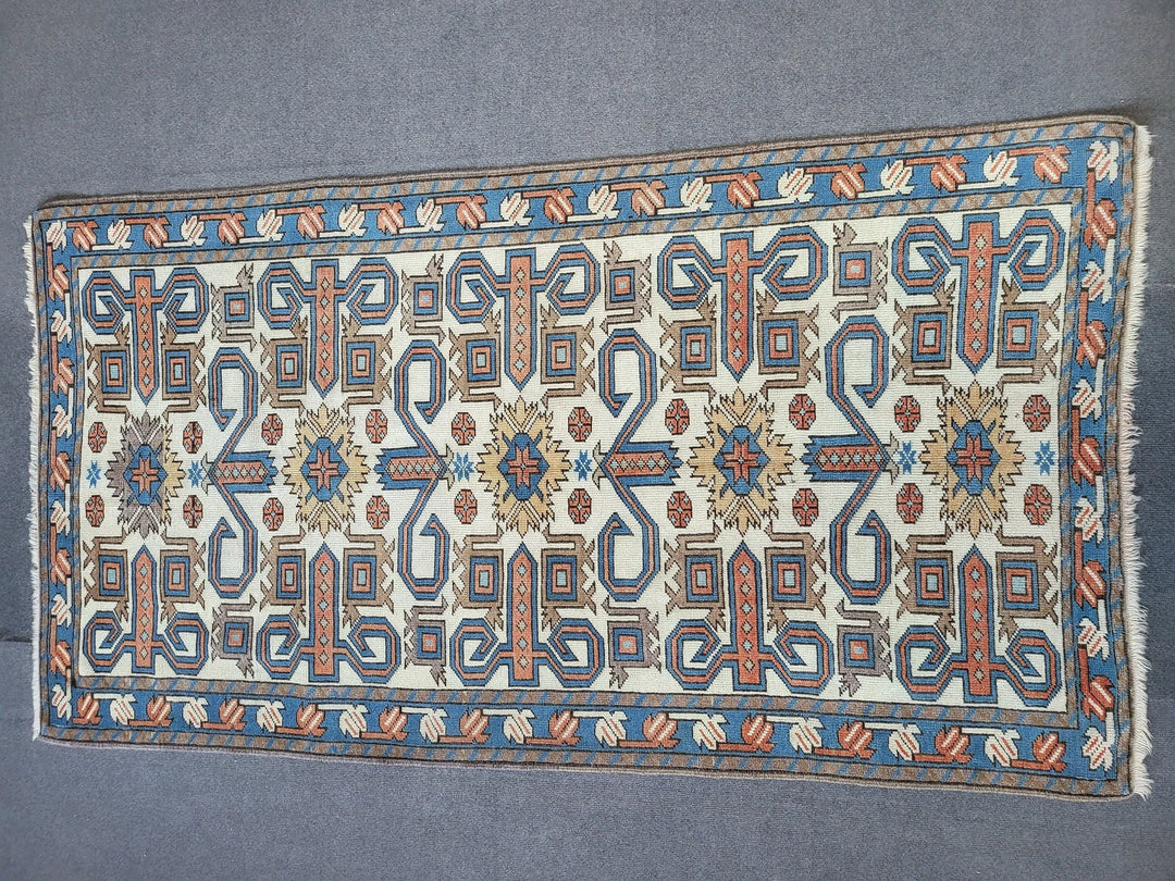 Blue Turkish Runner Rug 3' 6" x 6' 6" Hand-Knotted | No. WR55460