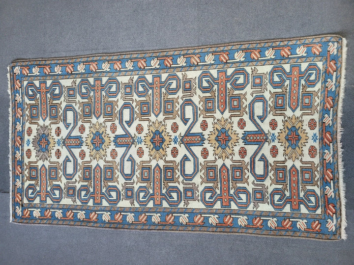 Blue Turkish Runner Rug 3' 6" x 6' 6" Hand-Knotted | No. WR55460
