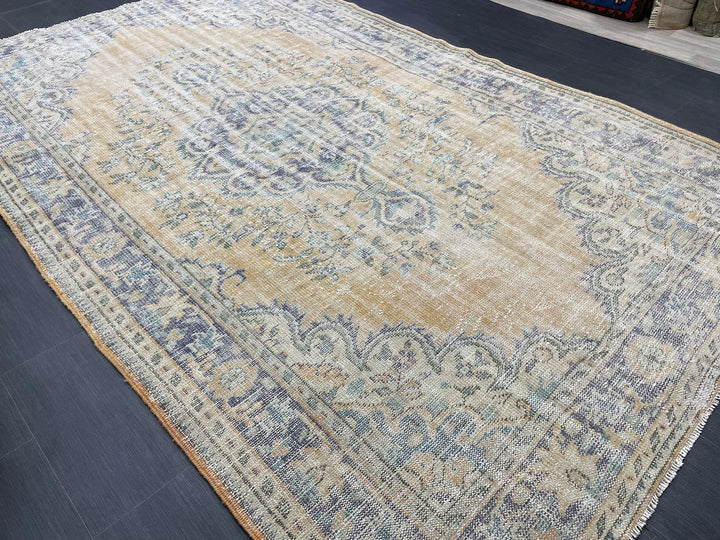 Beige Turkish Runner Rug 6' 4" x 10' Hand-Knotted | No. WR55526