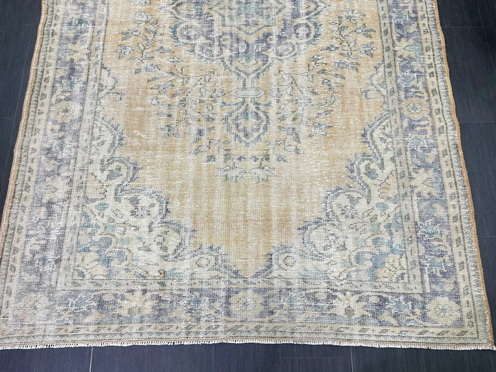 Beige Turkish Runner Rug 6' 4" x 10' Hand-Knotted | No. WR55526