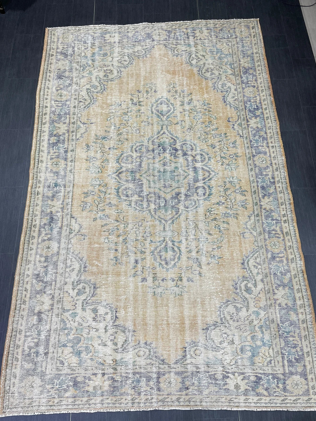 Beige Turkish Runner Rug 6' 4" x 10' Hand-Knotted | No. WR55526