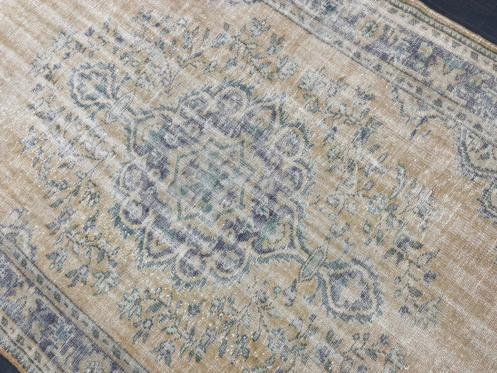Beige Turkish Runner Rug 6' 4" x 10' Hand-Knotted | No. WR55526