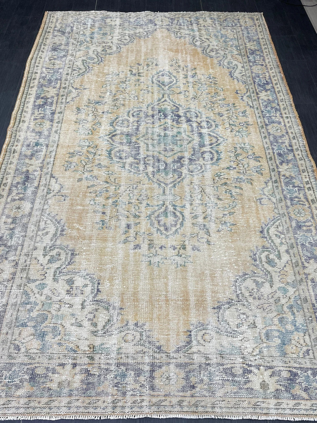 Beige Turkish Runner Rug 6' 4" x 10' Hand-Knotted | No. WR55526