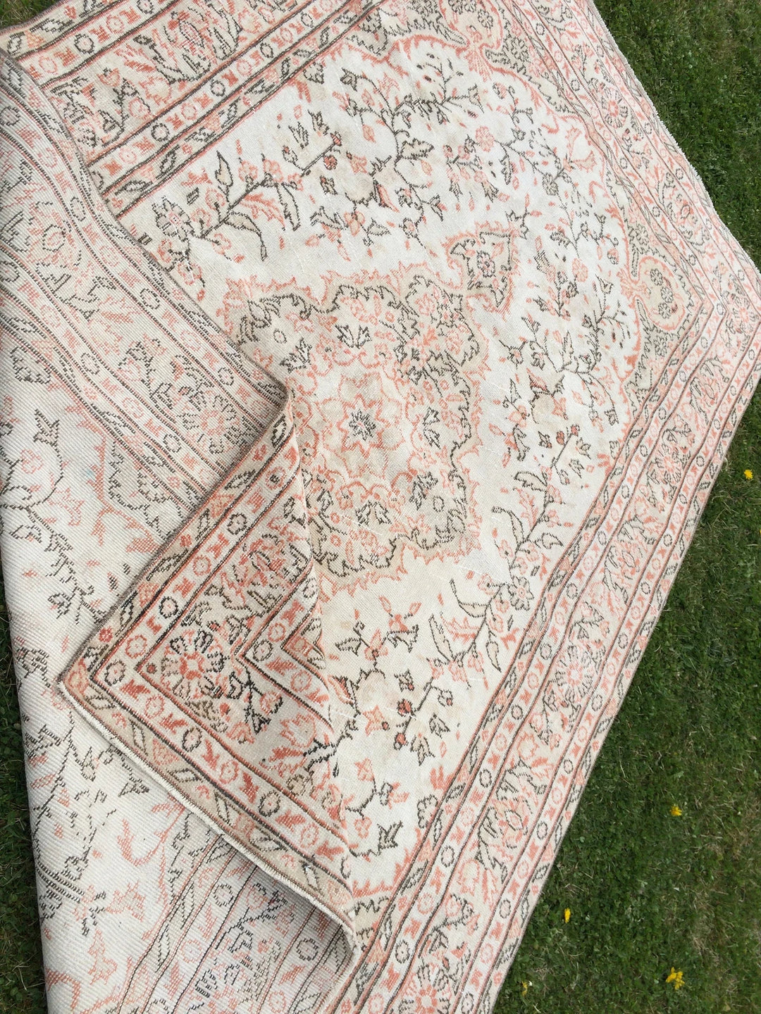 Beige Turkish Runner Rug 6' x 10' Hand-Knotted | No. WR55847