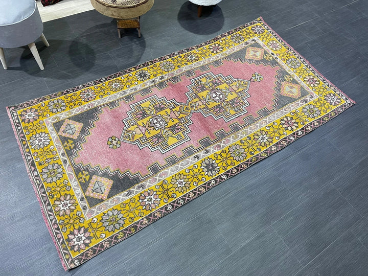 Beige Turkish Runner Rug 3' 7" x 7' 1" Hand-Knotted | No. WR56067