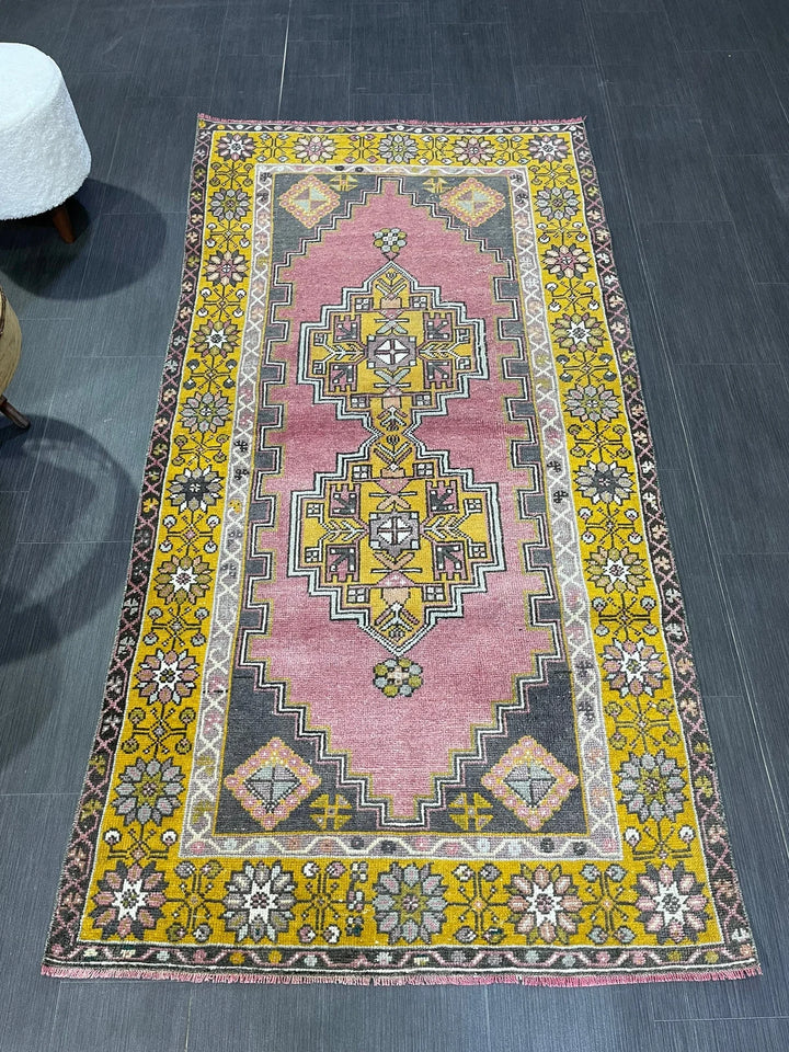 Beige Turkish Runner Rug 3' 7" x 7' 1" Hand-Knotted | No. WR56067