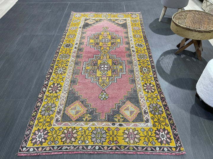 Beige Turkish Runner Rug 3' 7" x 7' 1" Hand-Knotted | No. WR56067
