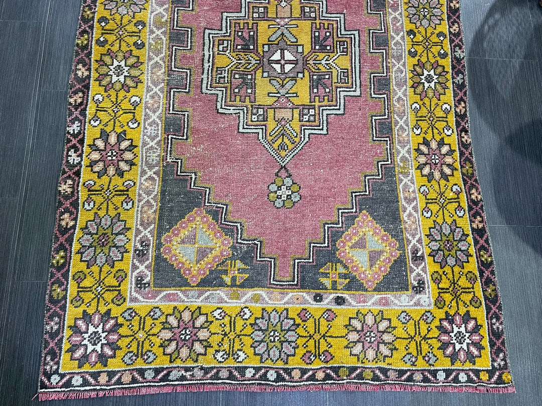 Beige Turkish Runner Rug 3' 7" x 7' 1" Hand-Knotted | No. WR56067