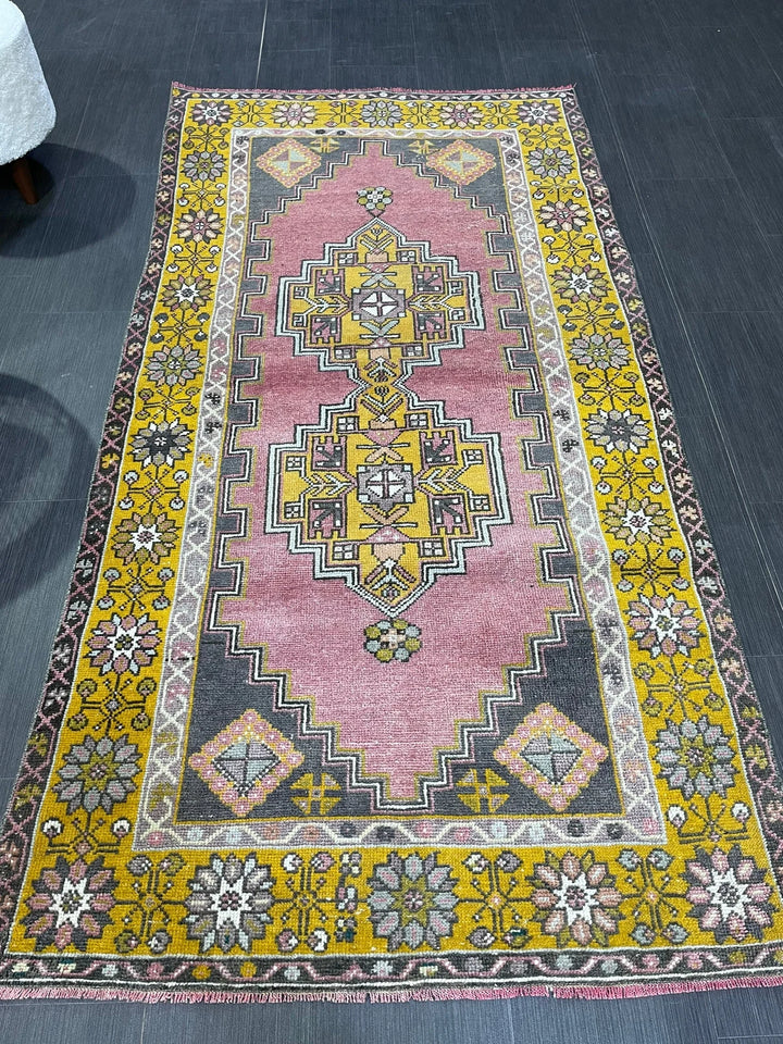 Beige Turkish Runner Rug 3' 7" x 7' 1" Hand-Knotted | No. WR56067