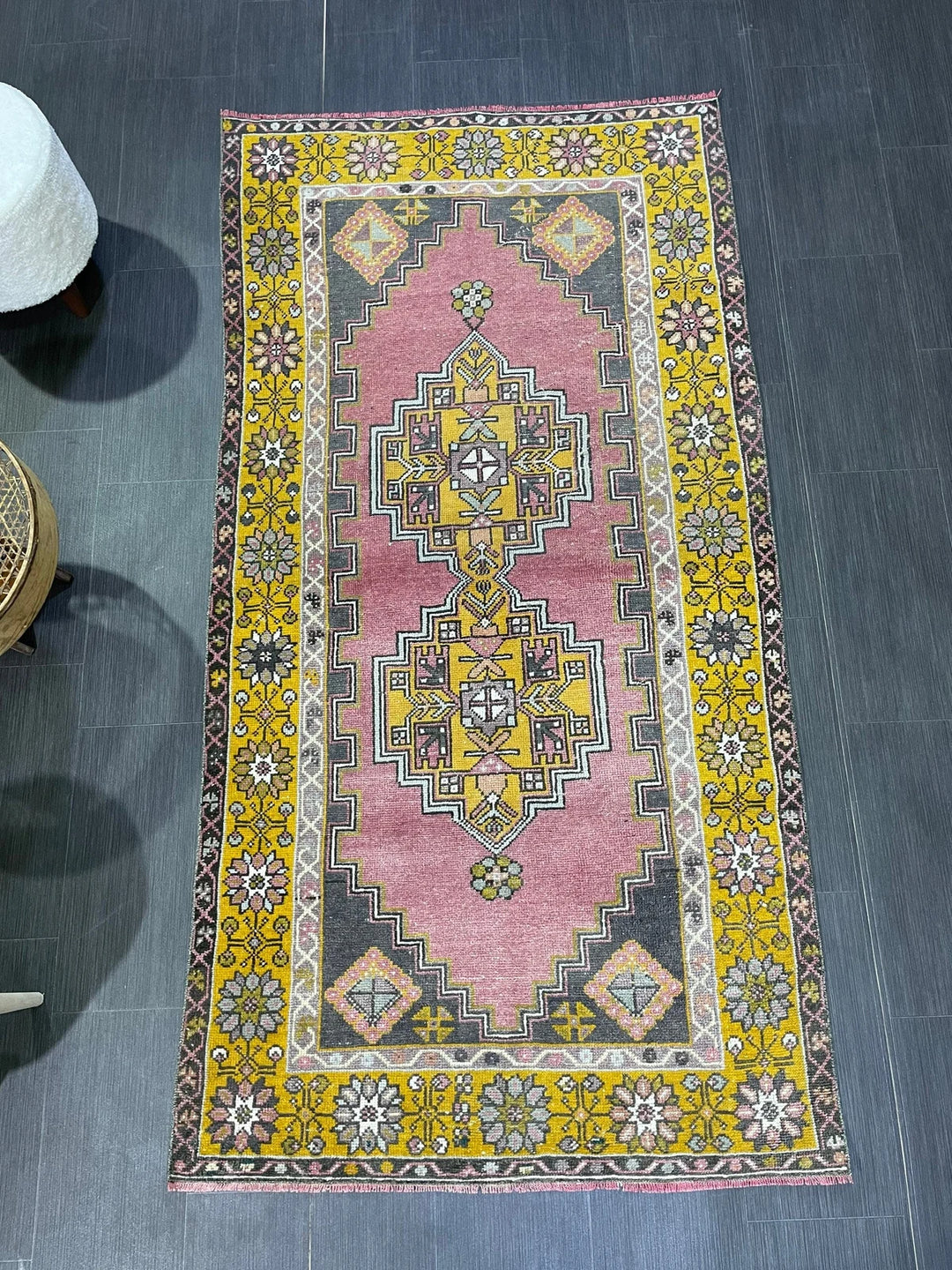 Beige Turkish Runner Rug 3' 7" x 7' 1" Hand-Knotted | No. WR56067