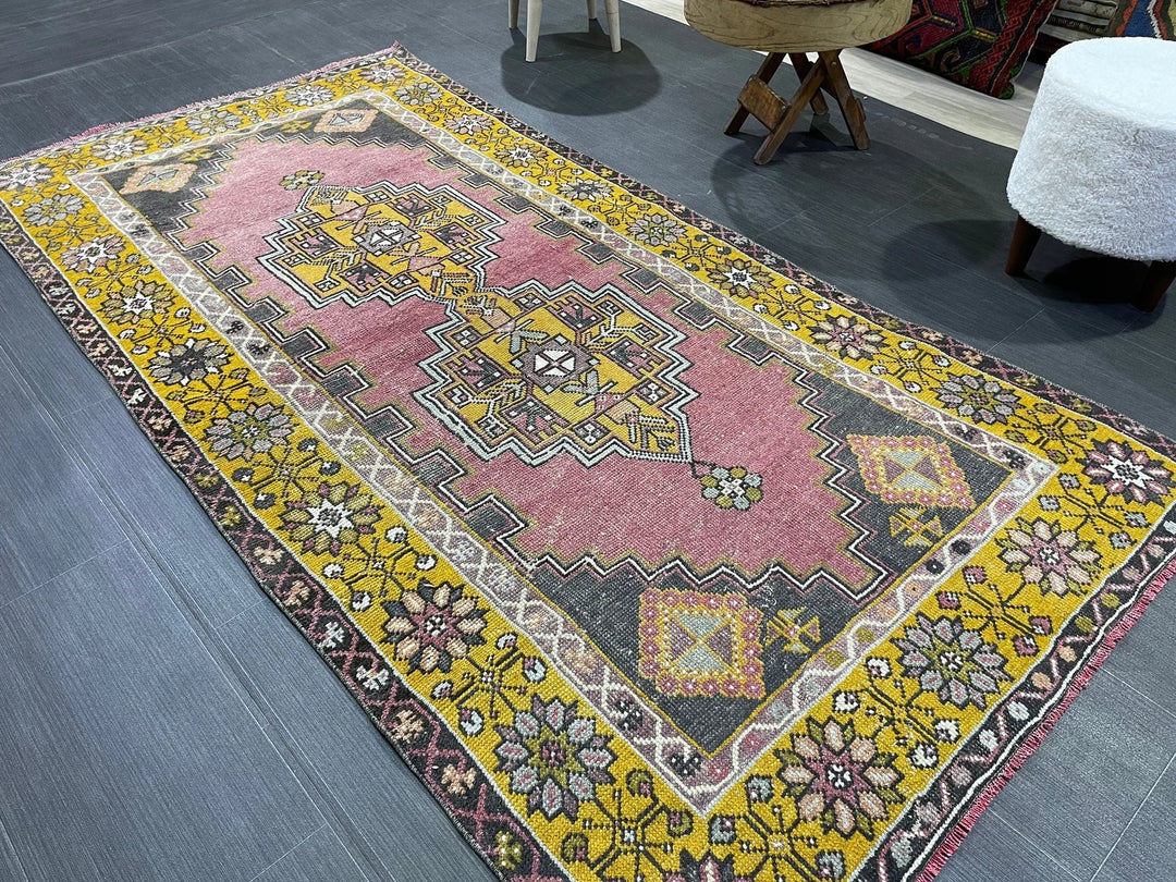 Beige Turkish Runner Rug 3' 7" x 7' 1" Hand-Knotted | No. WR56067