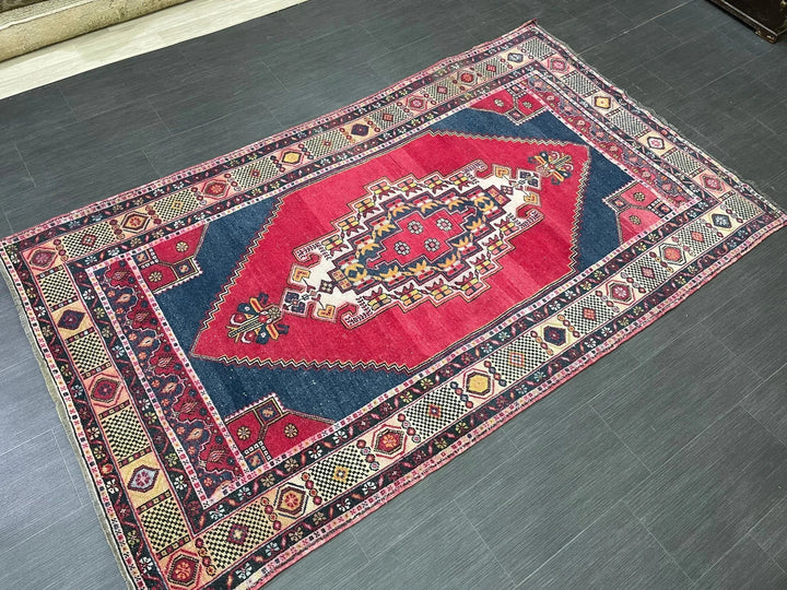 Red Turkish Runner Rug 4' 7" x 7' 10" Hand-Knotted | No. WR56863