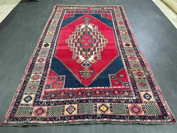 Red Turkish Runner Rug 4' 7" x 7' 10" Hand-Knotted | No. WR56863
