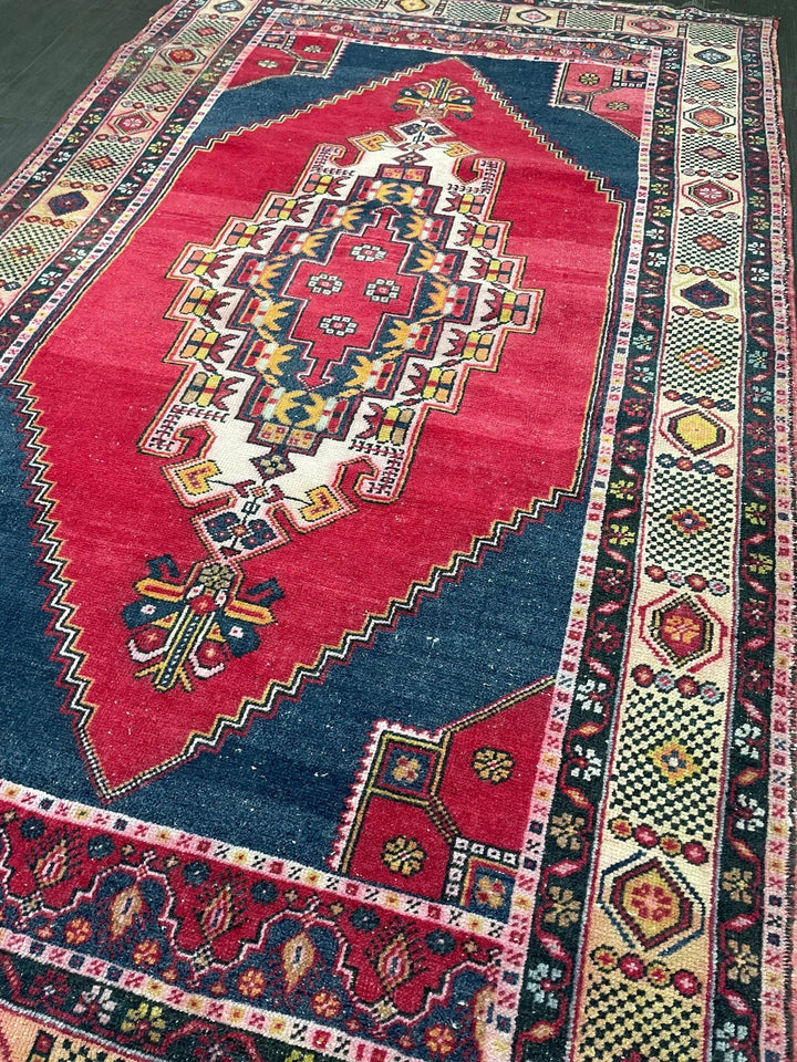 Red Turkish Runner Rug 4' 7" x 7' 10" Hand-Knotted | No. WR56863