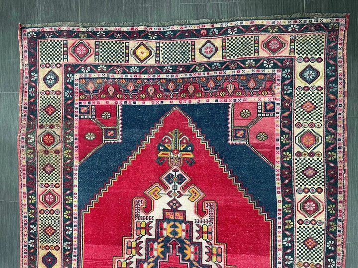 Red Turkish Runner Rug 4' 7" x 7' 10" Hand-Knotted | No. WR56863