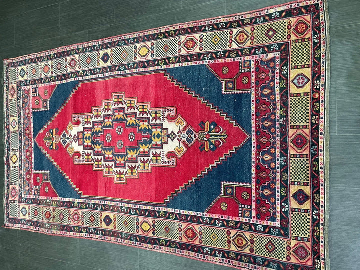 Red Turkish Runner Rug 4' 7" x 7' 10" Hand-Knotted | No. WR56863