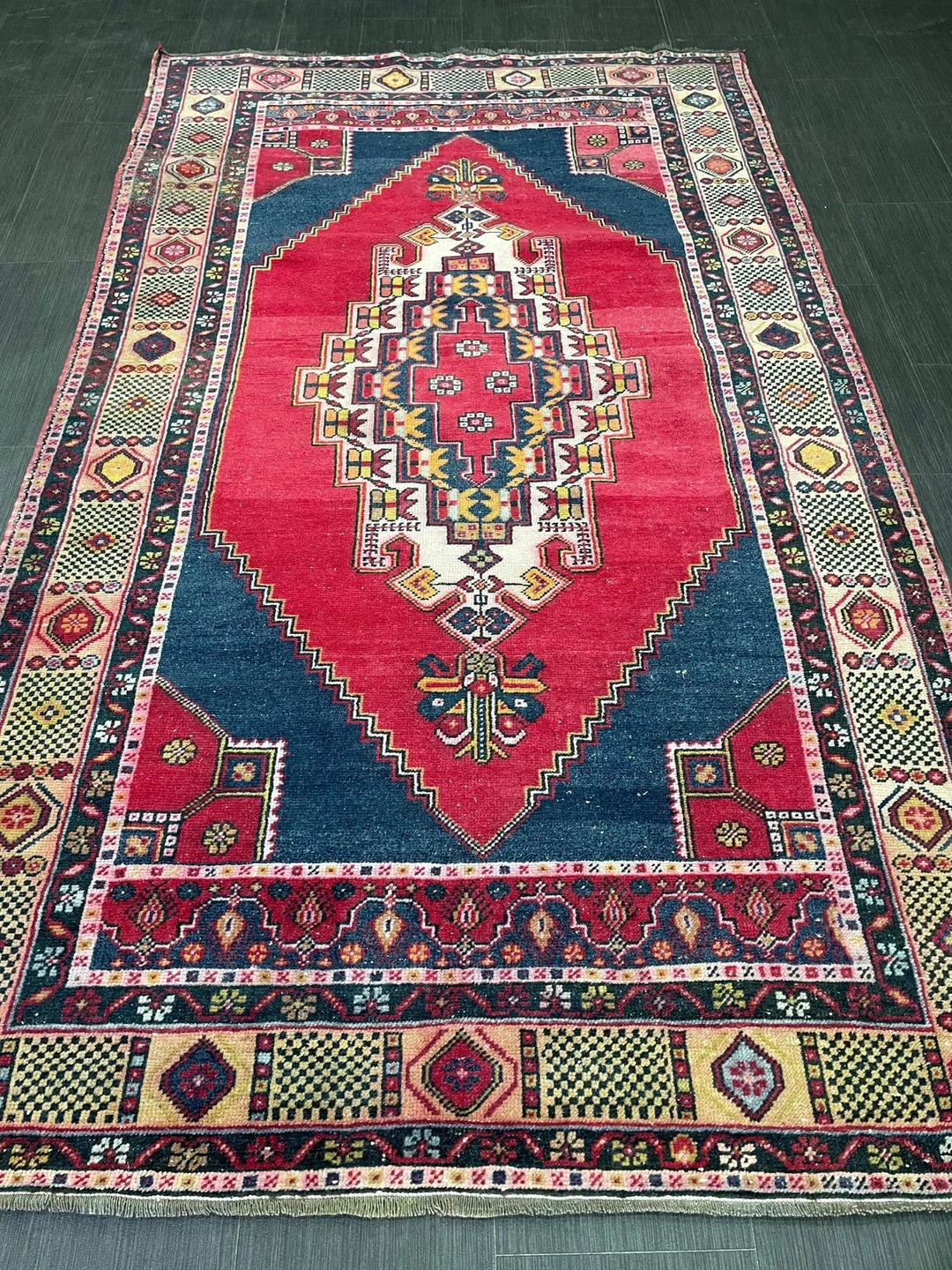 Red Turkish Runner Rug 4' 7" x 7' 10" Hand-Knotted | No. WR56863