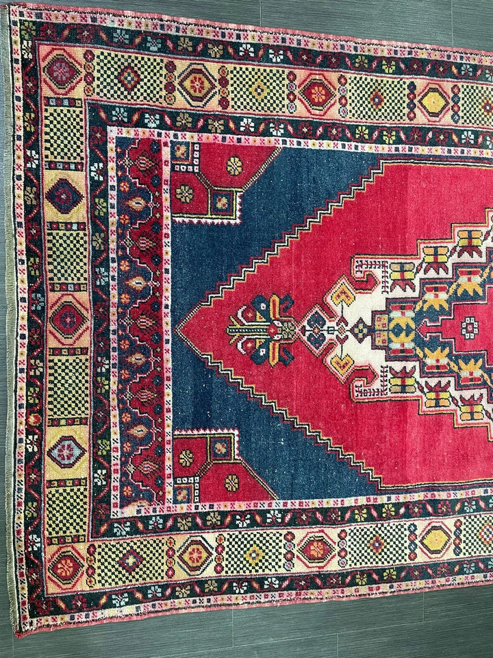 Red Turkish Runner Rug 4' 7" x 7' 10" Hand-Knotted | No. WR56863