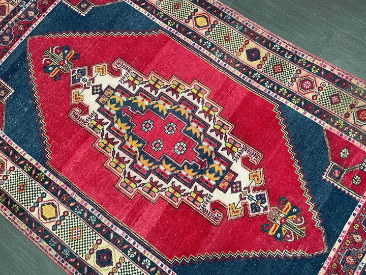 Red Turkish Runner Rug 4' 7" x 7' 10" Hand-Knotted | No. WR56863