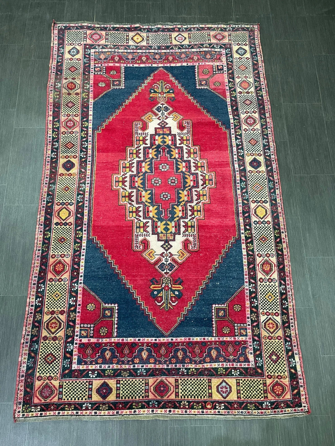 Red Turkish Runner Rug 4' 7" x 7' 10" Hand-Knotted | No. WR56863