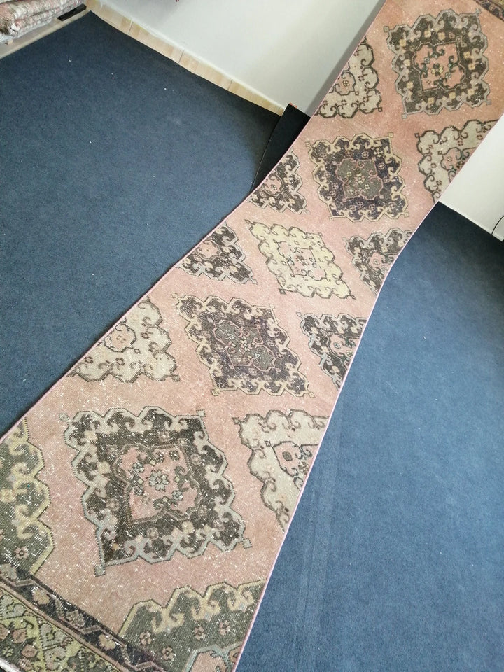 Beige Turkish Runner Rug 2' 8" x 12' 6" Hand-Knotted | No. WR56921