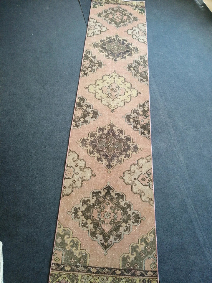 Beige Turkish Runner Rug 2' 8" x 12' 6" Hand-Knotted | No. WR56921