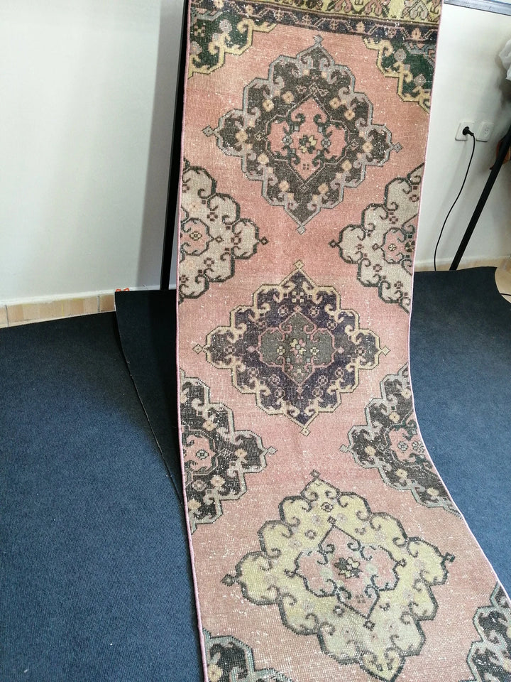 Beige Turkish Runner Rug 2' 8" x 12' 6" Hand-Knotted | No. WR56921