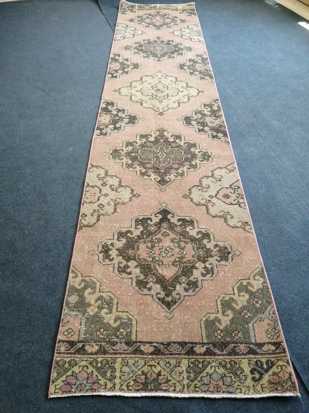 Beige Turkish Runner Rug 2' 8" x 12' 6" Hand-Knotted | No. WR56921