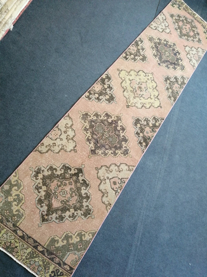 Beige Turkish Runner Rug 2' 8" x 12' 6" Hand-Knotted | No. WR56921