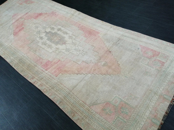 Tan Turkish Runner Rug 3' 7" x 9' 1" Hand-Knotted | No. WR56974
