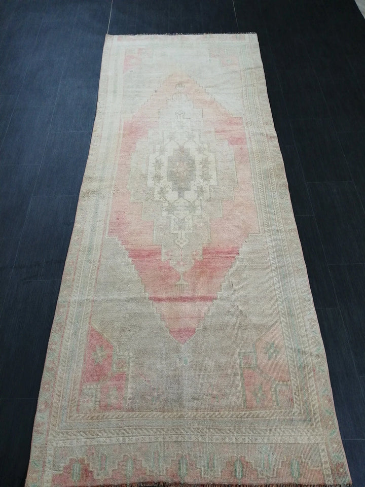 Tan Turkish Runner Rug 3' 7" x 9' 1" Hand-Knotted | No. WR56974