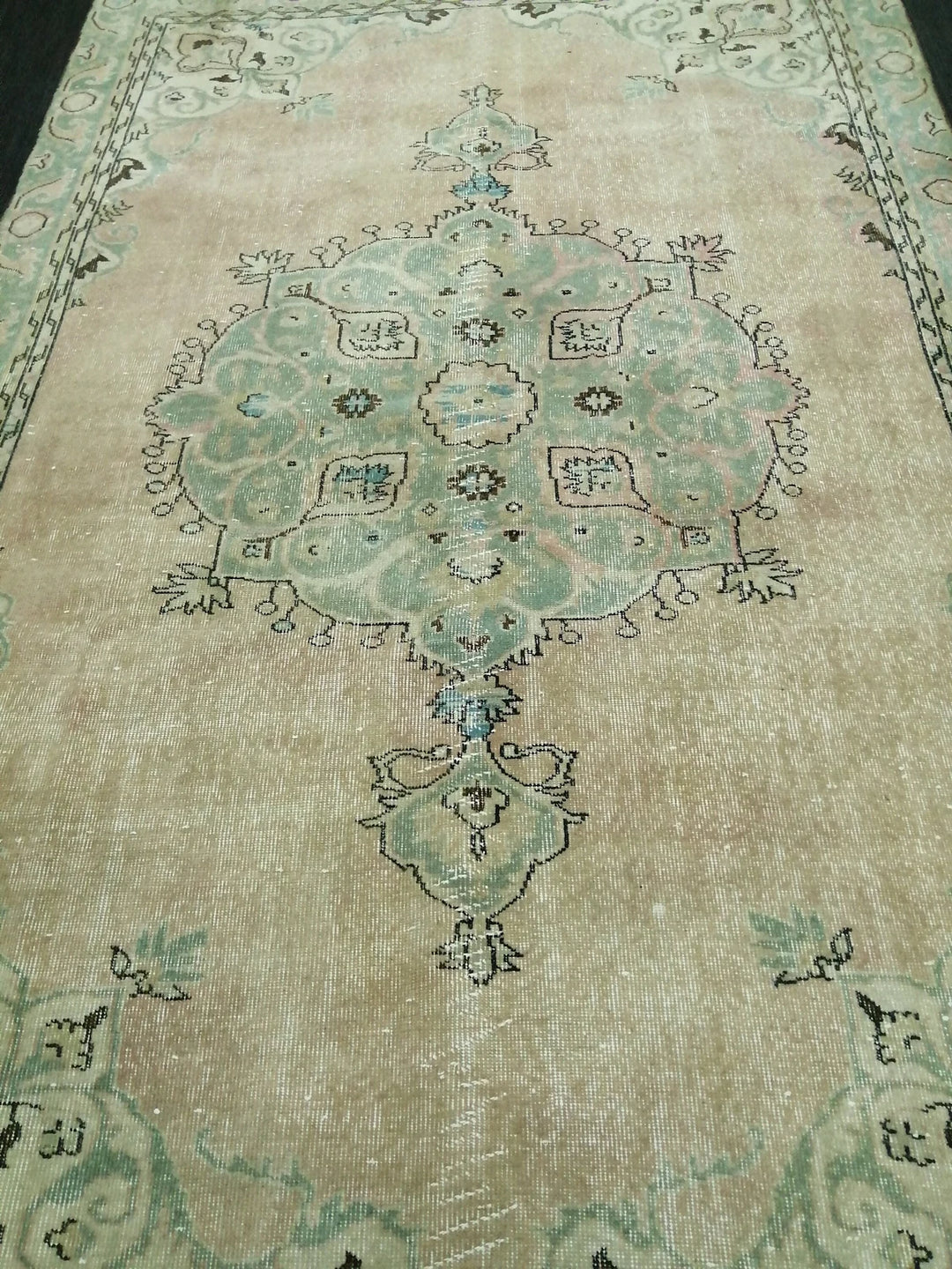 Beige Turkish Runner Rug 6' 4" x 9' 11" Hand-Knotted | No. WR56981
