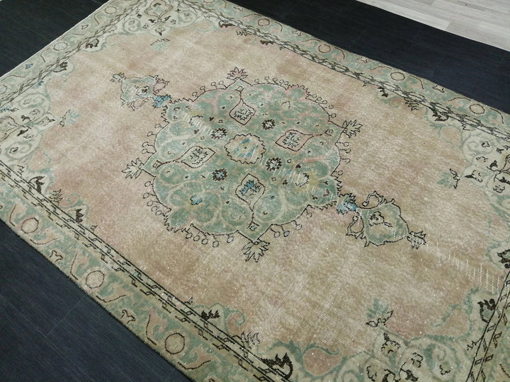 Beige Turkish Runner Rug 6' 4" x 9' 11" Hand-Knotted | No. WR56981