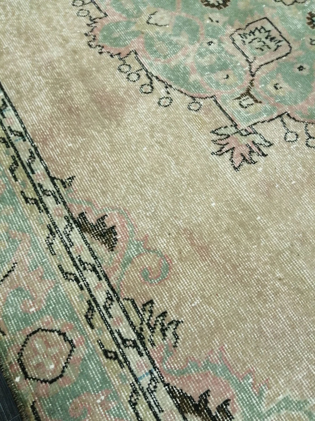 Beige Turkish Runner Rug 6' 4" x 9' 11" Hand-Knotted | No. WR56981