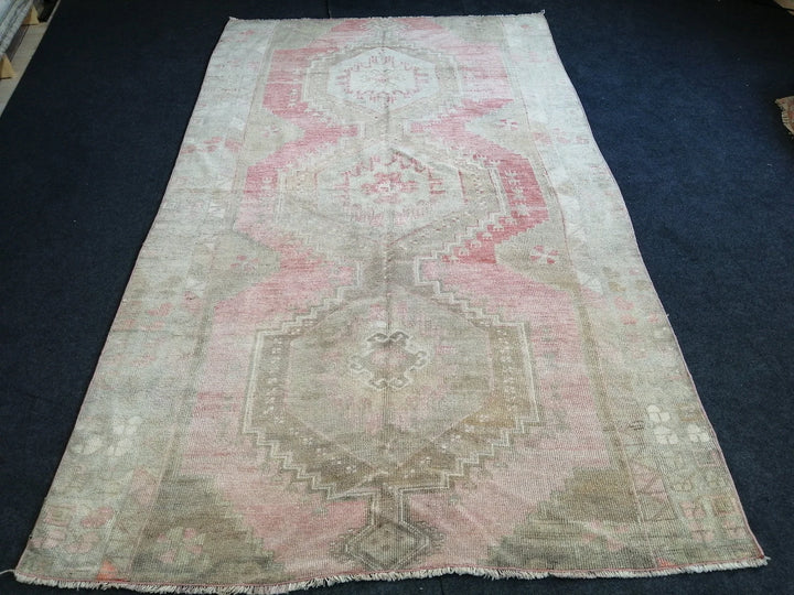 Pink Turkish Runner Rug 5' x 8' Hand-Knotted | No. WR57066
