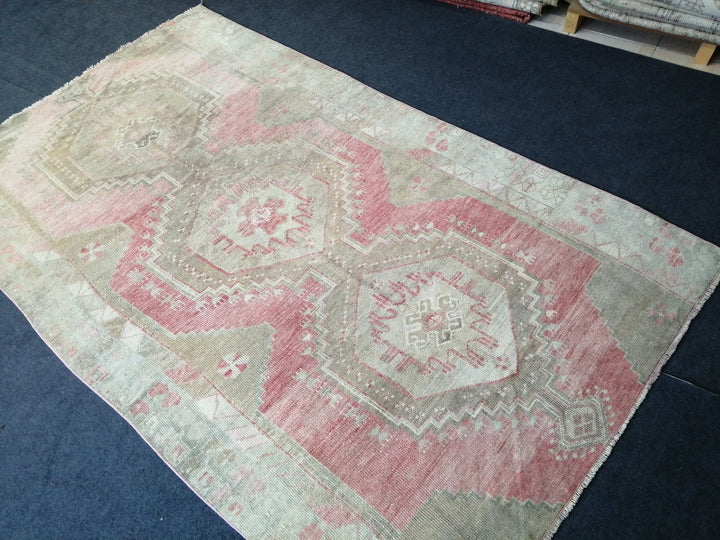 Pink Turkish Runner Rug 5' x 8' Hand-Knotted | No. WR57066