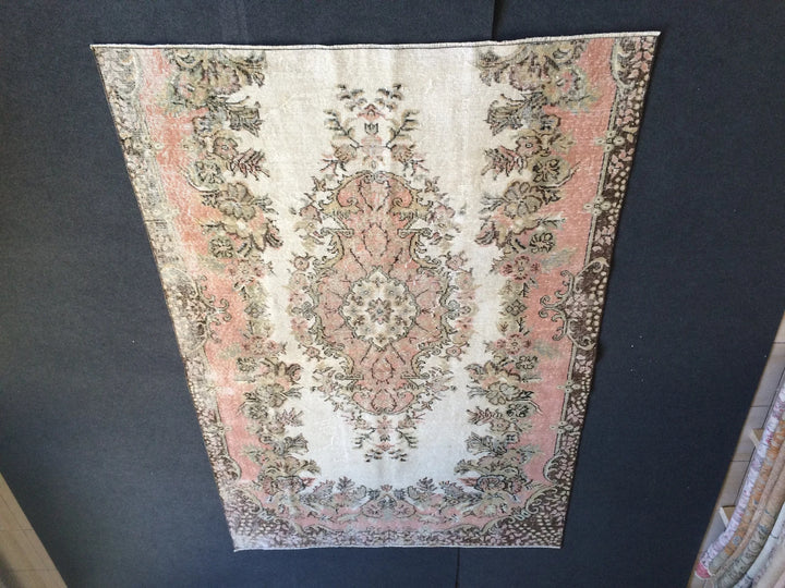 Pink Turkish Runner Rug 5' 2" x 7' 10" Hand-Knotted | No. WR57139