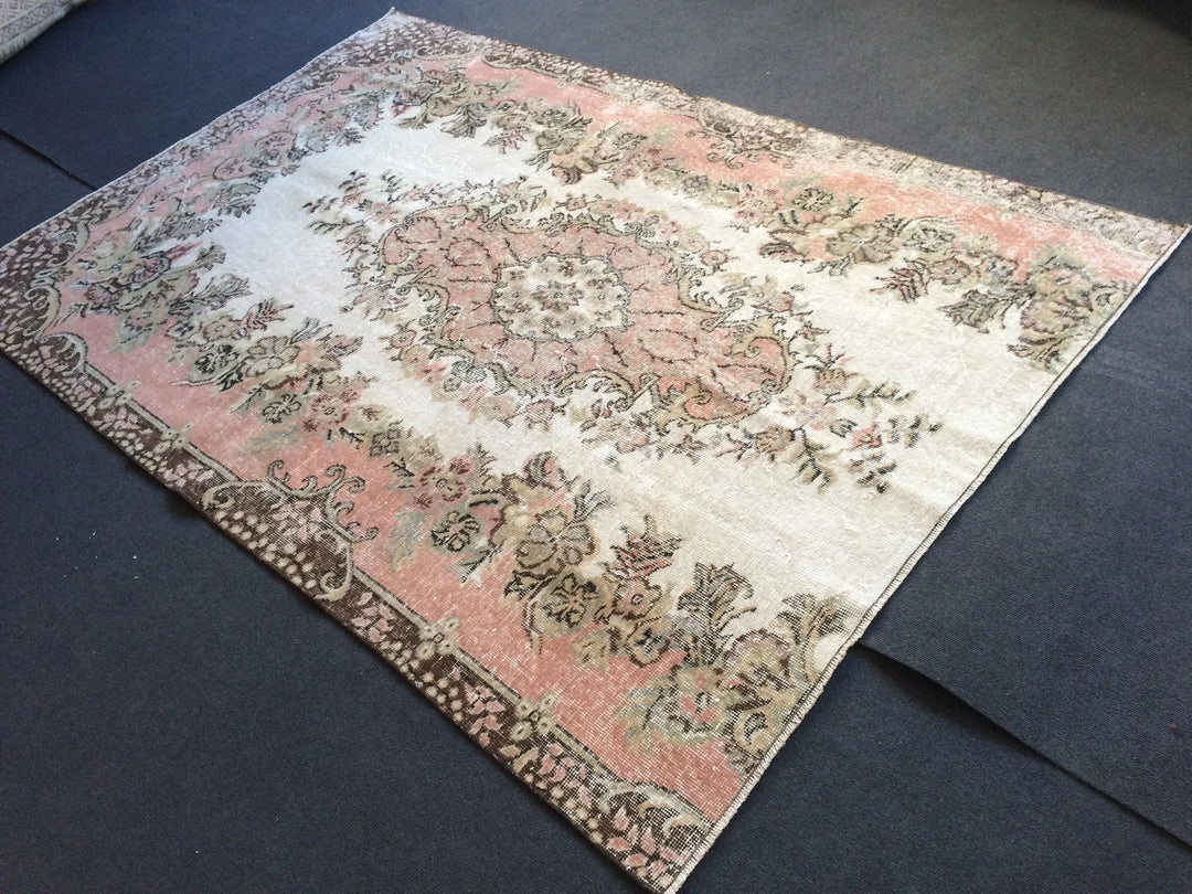 Pink Turkish Runner Rug 5' 2" x 7' 10" Hand-Knotted | No. WR57139