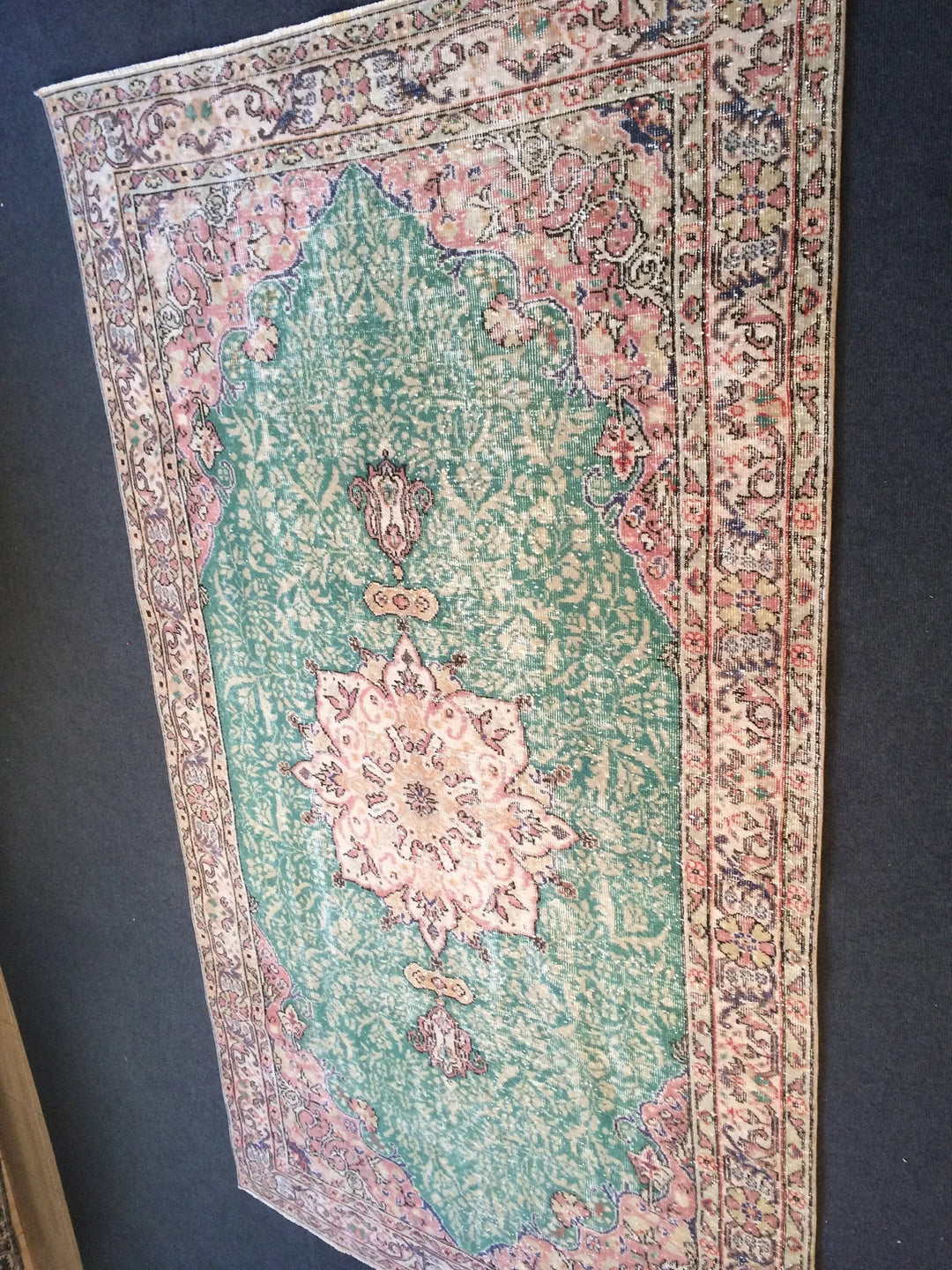 Green Turkish Runner Rug 5' x 9' Hand-Knotted | No. WR57226