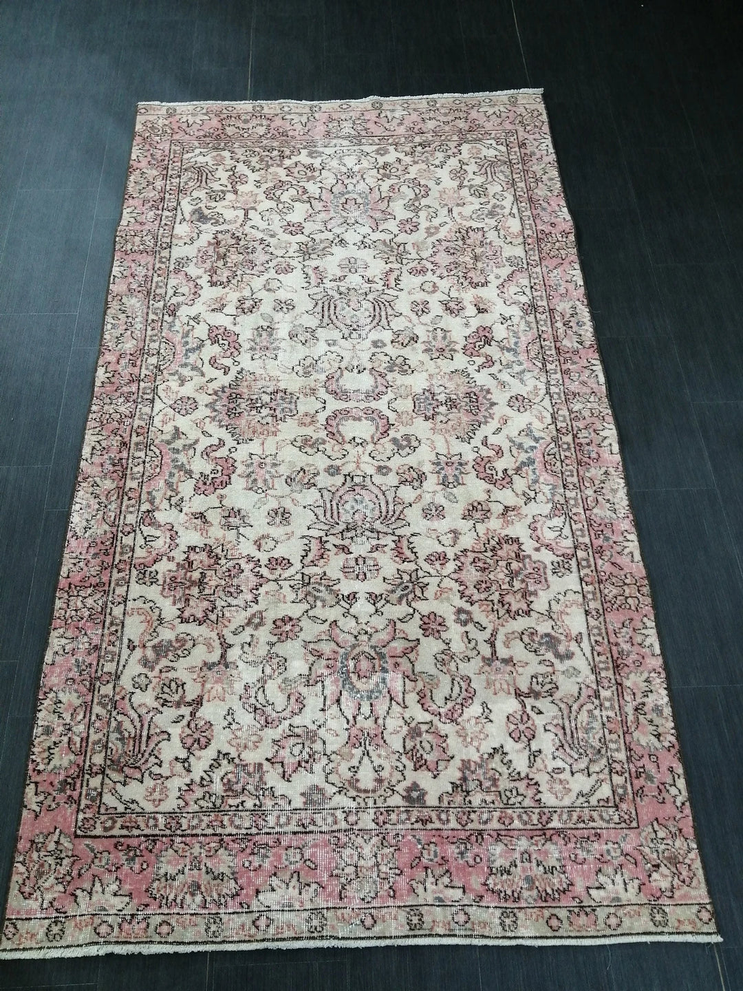 Pink Turkish Runner Rug 4' 6" x 8' 1" Hand-Knotted | No. WR57263