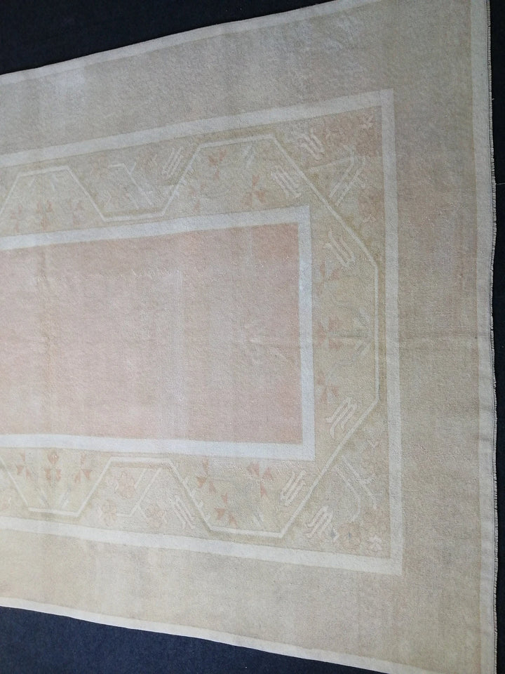Beige Turkish Runner Rug 6' 4" x 9' 4" Hand-Knotted | No. WR57321