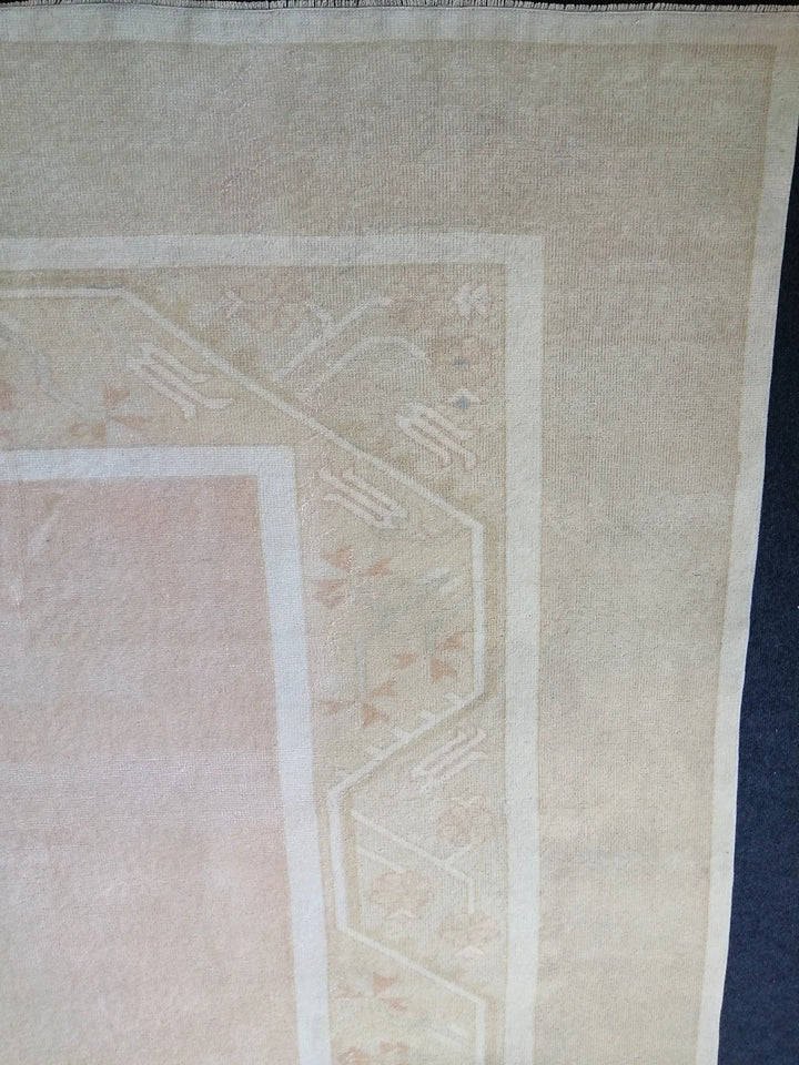Beige Turkish Runner Rug 6' 4" x 9' 4" Hand-Knotted | No. WR57321
