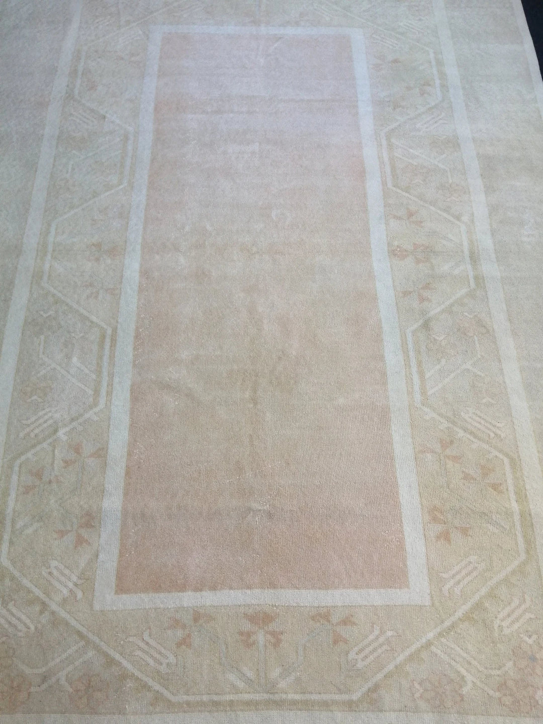 Beige Turkish Runner Rug 6' 4" x 9' 4" Hand-Knotted | No. WR57321