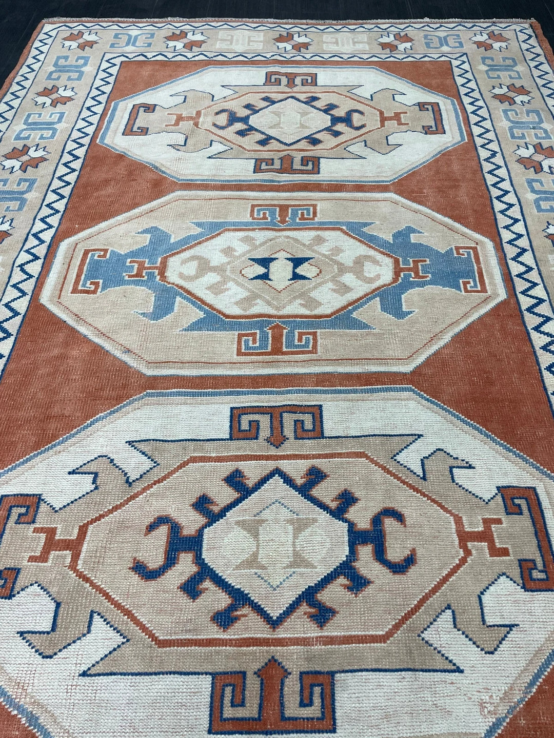 Orange Turkish Runner Rug 5' 11" x 8' 5" Hand-Knotted | No. WR57442
